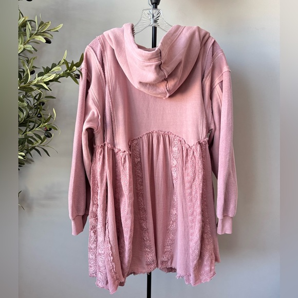 Free People Juniper Pullover Pink Oversized Sweatshirt XS - Picture 5 of 8